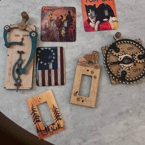 Lot of Vintage Decorative Wooden Light Switch Cover Plates